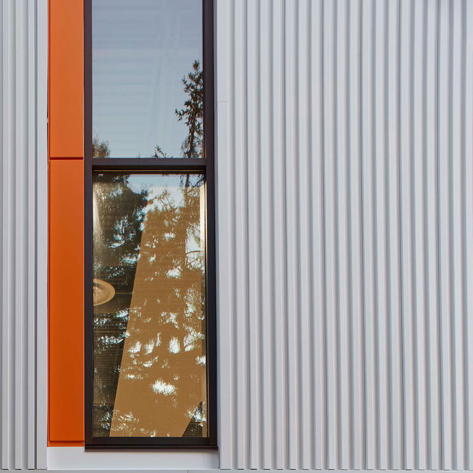 Windows with orange strip on the side